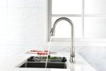 Single Handle High Arc Pull Out Kitchen Faucet; Single Level Stainless Steel Kitchen Sink Faucets with Pull Down Sprayer